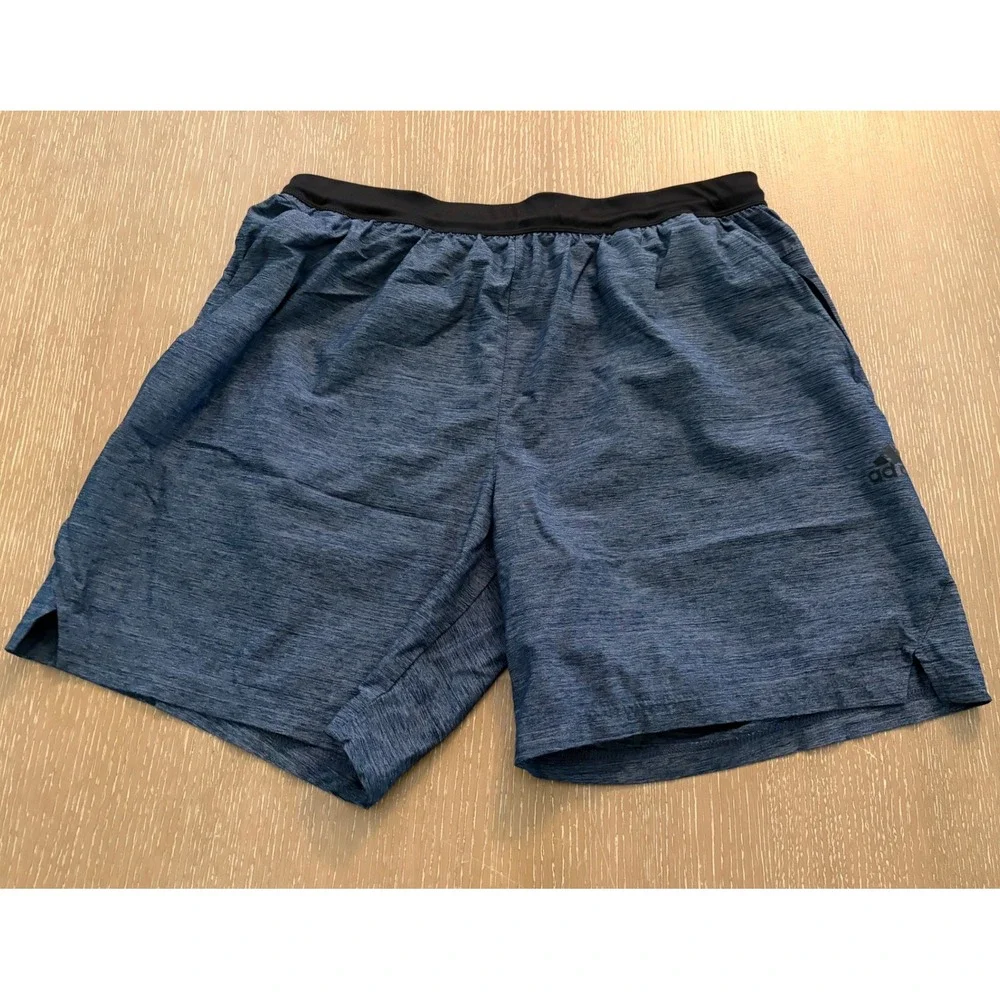 Adidas Men's XL Blue Heather Athletic Running Training Shorts Elastic Waist